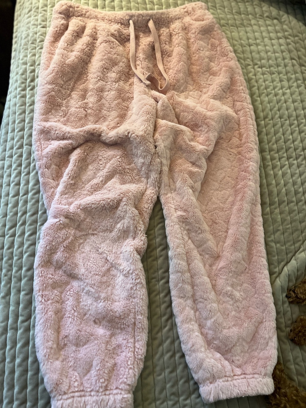 Crave Fame Pink Fluffy Sherpa Jogger Sweatpants, Size XL